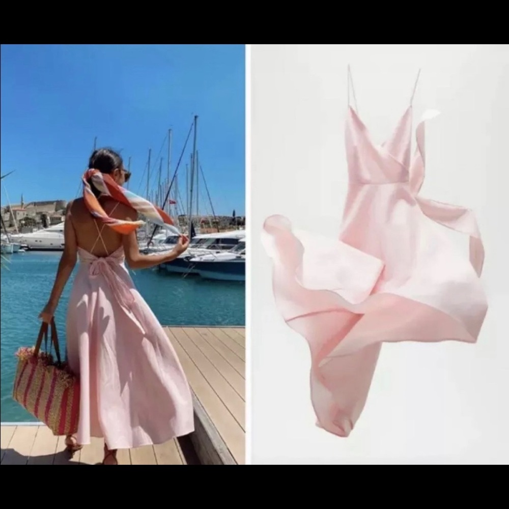 Zara pink back tie bow NWT